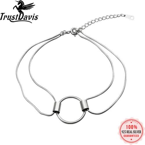 ElfoPlataSi Authentic 925 Sterling Silver Round Snake Chain Bracelet For Women Lady Silver 925 Bracelet Bangle Jewelry DS2547