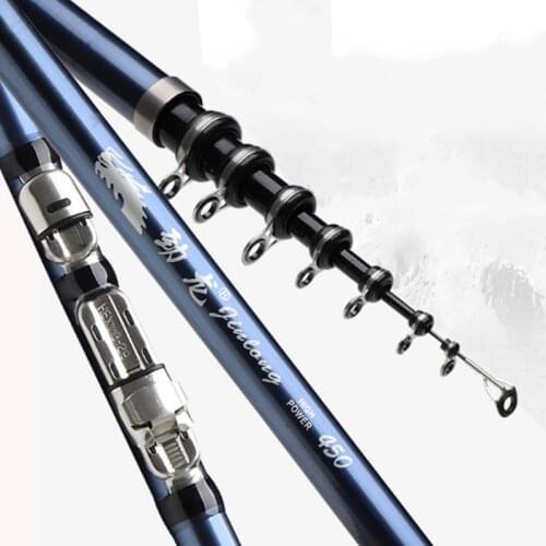 High carbon 2.7M 3.6M 4.5M 5.4M 6.3M fishing rod rotating portable telescopic ultra-light super hard fishing rod fishing gear