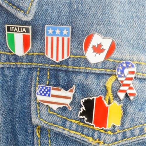 1pc National Flags Enamel Canada Pin American German Italian Flag Brooch Pin Button Bag Clothes Collar Pin Badge Jewelry брошь
