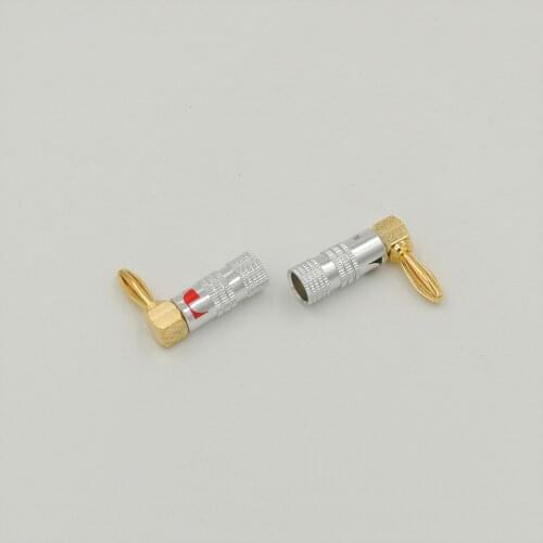 10pcs Right Angle Gold 4mm Banana Plugs Set Audio Speaker Cable Connectors Screw L Type Adapter