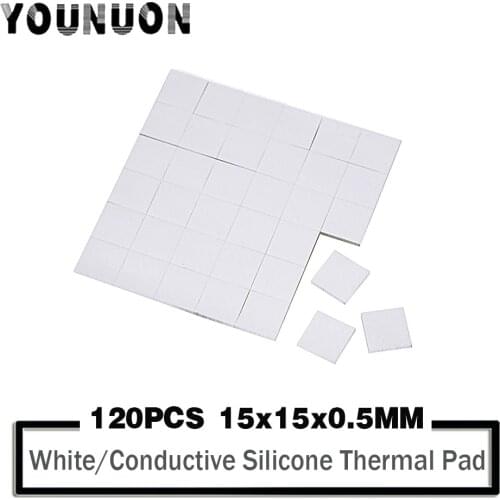 120PCS 15x15x0.5mm 15mmx0.5mm Heat Dissipation Silicone Pad CPU/GPU Graphics Card Thermal Pad Motherboard Silicone Grease Pad