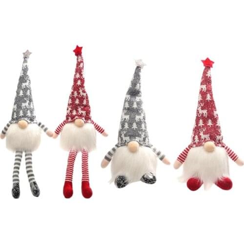 2 Pcs Lighted Christmas Gnome Santa, Handmade Plush Scandinavian Swedish Tomte, Light Up Elf Toy Holiday Present
