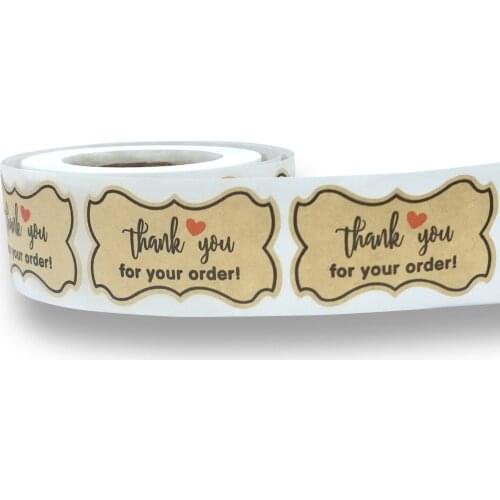 250pcs Kraft Paper Thank You Stickers Stationery Stickers Round Labels With Red Heart Gold Letters Seal Labels