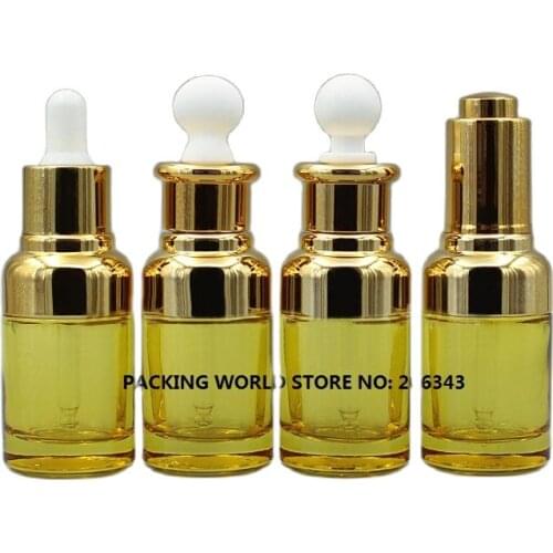 30ml orange glass dropper bottle with gold shoulder and gold collar white bulb for oil/serum/essence/liquid dropper bottle