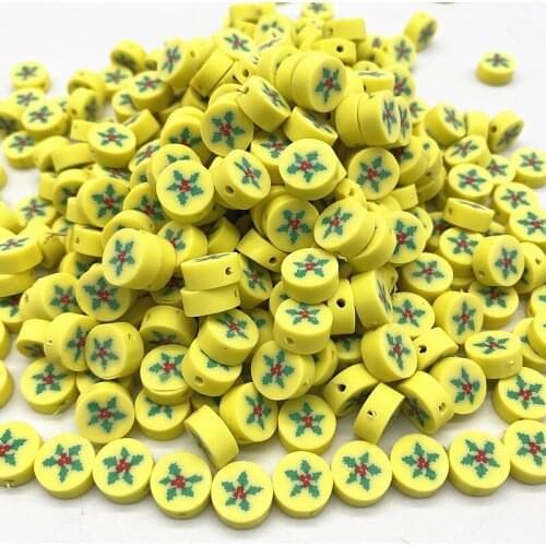 New 30pcs Christmas Snowman Clay Spacer Beads Polymer Clay Beads for Jewelry Making DIY Charms Bracelet Necklace # 08