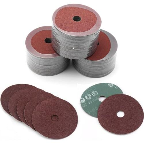 50 Pieces 4/5Inch Hard Fiber Sandpaper Abrasive Sanding Disc for Wood Furniture Hardware Grinding Diameter 100mm 125mm