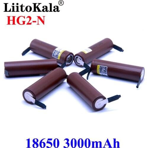 Hot 1-20pcs LiitoKala HG2 18650 3000mAh battery 3.6V discharge 20A dedicated High power discharge +DIY Nicke