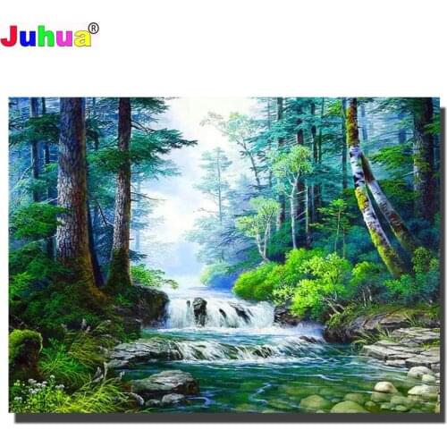 Waterfall Landscape full square/round drill 5d diy 40x50cm diamond painting,landscape icon mosaic diamond embroidery kit Sale
