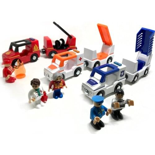 Free shipping sound and light of magnetic train car ambulance police car fire truck compatible brio wood track Childrens toys
