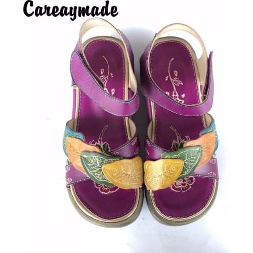 Careaymade-Folk style Head layer cowhide pure handmade Carved shoes,the retro art mori girl shoes,Womens casual Sandals1601-1