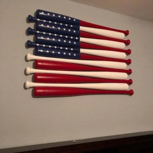 Wooden Crafts Wall Decoration Home Bedroom Hanging Flag Pendant Creative Baseball Bat American Flag Wall Hanging Home Decoration
