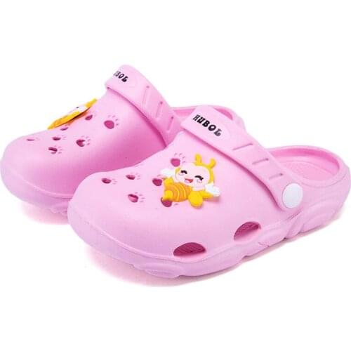 2020 Cartoon Little Bee Childrens Hole Shoes Summer Boy Mickey Slippers Children Beach Shoes Garden Shoes 23-34