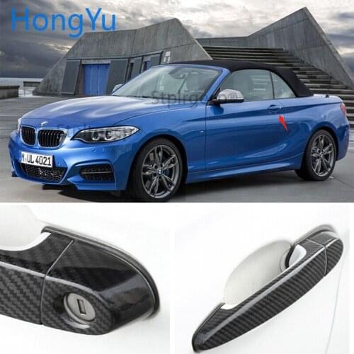 For BMW Carbon Fiber Auto Door Handle Knob Exterior Trim Covers for BMW 2 series F22 F23 218i 220i M235i 228i 2014 -2018 Sticker