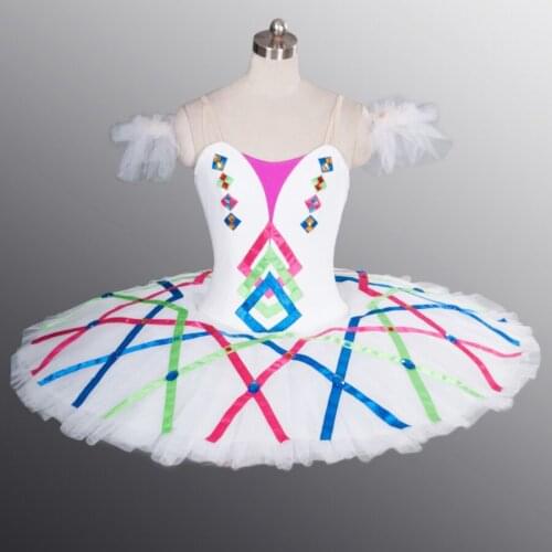 Fltoture AT1100 Professional Classical Ballet Pancake Tutu White Color Skirt Girl Dance Stage Costumes Ballet Competition Tutus