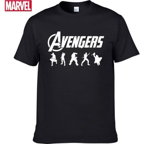 Marvel The Avengers Iron Man Captain America Hulk Thor Graphic t shirts Mens Print Cotton Round Neck Short Sleeve T-Shirts #12
