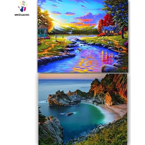DIY colorings pictures by numbers with colors Beautiful sea picture drawing painting by numbers framed Home