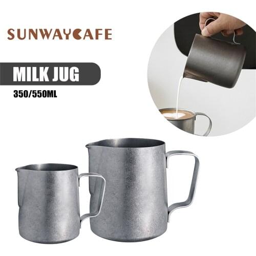 350/550ml Coffee Milk Jug Stainless Steel Frothing Pitcher Pull Flower Cup Milk Frother Mug Espresso Cups For Barista