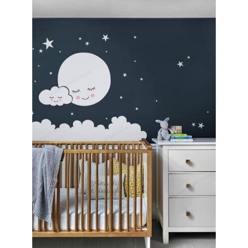 Moon Clouds and Stars quote Wall Decal kids room wall sticker vinyl boys girl room decor removable wall art mural HJ1179