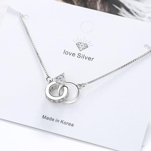 Trendy 925 Silver Heart Double Circle Geometric Charm Bracelets for Women Zircon Bracelet pulseira feminina Valentines Day Gift