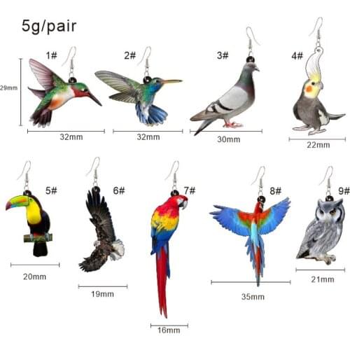 Novelty Earrings Korea Earrings Quirky Jewelry Hummingbird Pigeon Eagle Owl Parrot Earrings Bird Jewelry