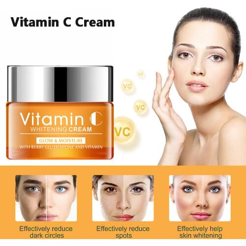 50ml Vitamin C Whitening Facial Cream Repair Fade Freckles Remove Dark Spots Melanin Remover Brightening Face Cream