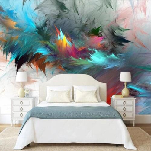 Custom 3D mural wallpaper Nordic abstract watercolor art dazzle color feather living room background wall background wall
