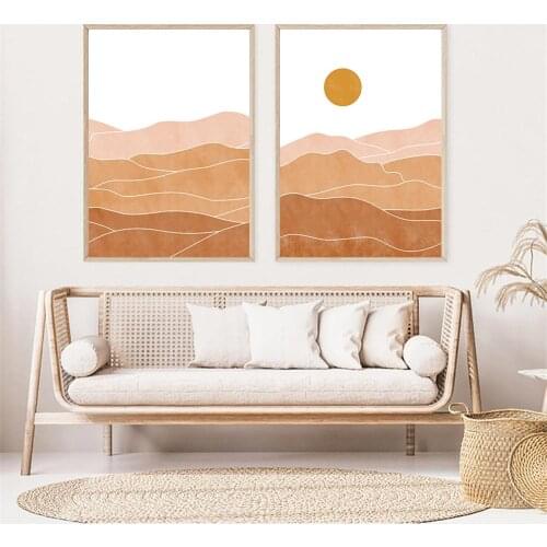 Boho Poster Nordic Sun Mountain Landscape Canvas Painting Abstract Art Prints Modern Pictures For Living Room Home Decoration