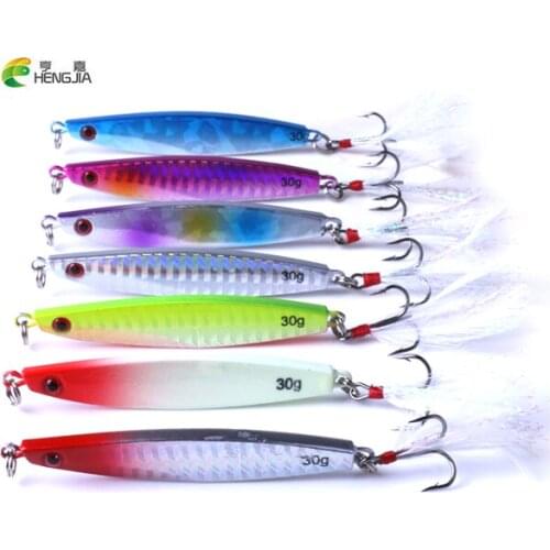 HENGJIA Fishing Lures Wobblers Casting Jig Metal Jigging Spoon crankbaits 3D Eyes Artifical Trolling Baits Seafishing Pesca