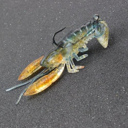 1Pcs Shrimp Soft Baits 80mm 14g silicone shrimp bait Worms With hook fishing lure Deepwater Lead head Grubs Fish shape Lure