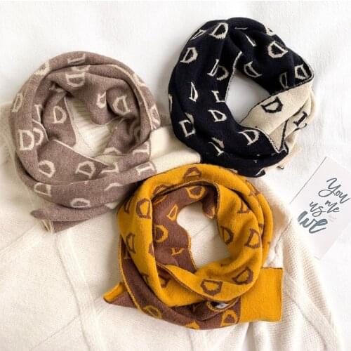 KOI LEAPING Korean version of the new fashion letter scarf womens warm knitted woolen student scarf long thick holiday gift