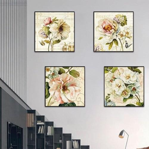 Nordic Retro Canvas Painting Classical Art Plant Flower Picture Print Poster Used To LivingRoom Bedroom Background Wall Painting