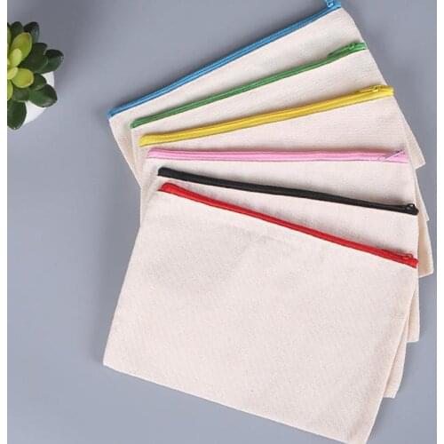 Sublimation Blank Cosmetic Bags Canvas Zipper Pencil Cases Customized Women Makeup Bag Fashion Handbag Pouchs SN1564