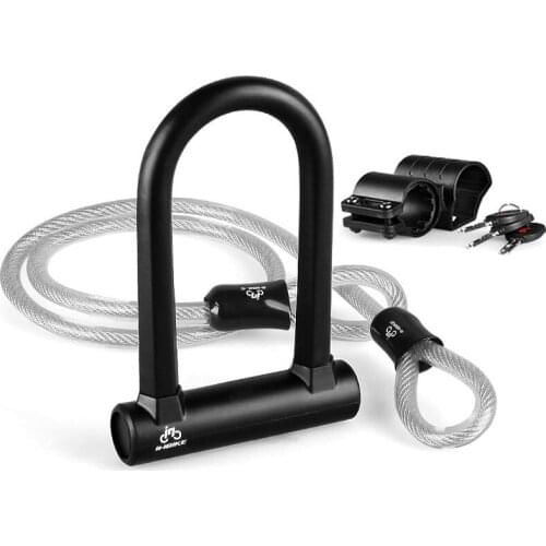 3 style Bicycle Lock U-shape Heavy Duty Bike Shackle Mounting Bracket Steel Flex Cable Lock Anti-theft Heavy Duty Bike U-Locks