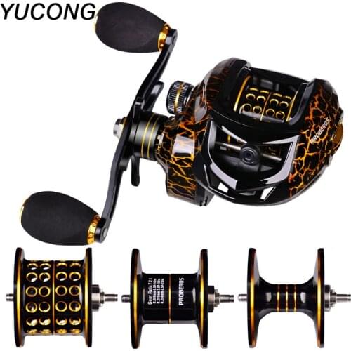 YUCONG Baitcasting Reel 7.2:1 High Speed Aluminum Spool Reel 10 Max Drag Baitcast Reel Magnetic Brake System Fishing Wheel Pesca