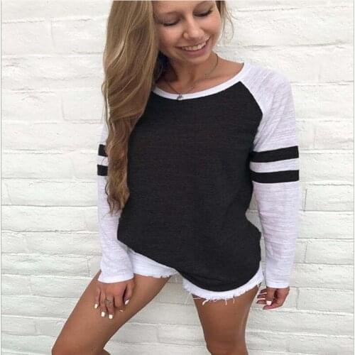 Oversized T Shirt Women Long Sleeve TShirt 2020 Striped Tops Tee Female Stitching Tshirt Fashion Loose Top Lady Vetement Femme