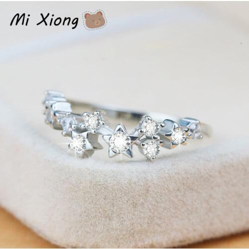 Mi Xiong s925 sterling silver original design star diamond ring elegant romantic unique craft charm ladies brand jewelry