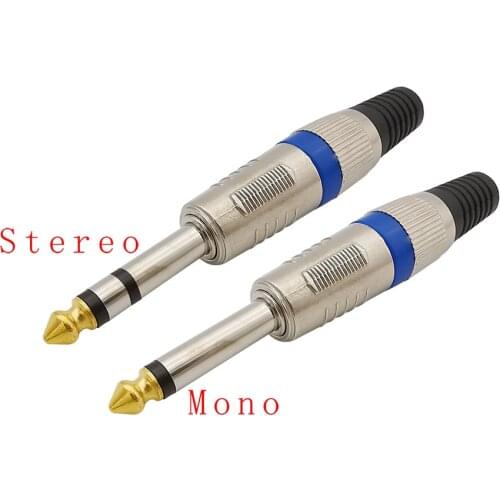 1/2Pcs 6.35mm Male Plug Jack Stereo/Mono Audio Connector 6.35mm 1/4" Male Plug Soldering Cable Connectors