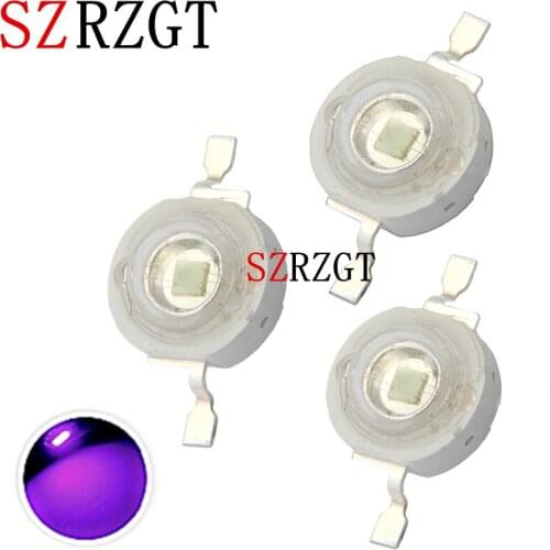 10 pcs High Power Led Chip 3W Purple Ultraviolet (UV 365nm -420nm DC 3V-3.2V / 3 Watt) SMD COB Light Emitter Components