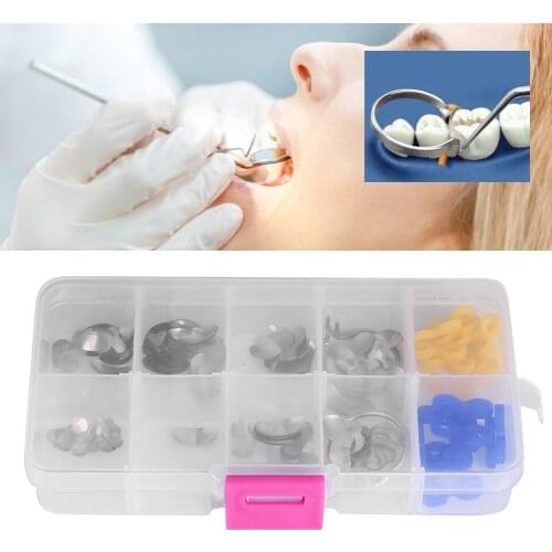 100Pcs/Box Dental Matrices Orthodontic Materials Dental Sectional Contoured Matrices Matrices Ring Rubber Wedges Dentistry Tools