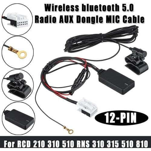 12 Pin Radio AUX Dongle MIC Car Handsfree Radio AUX Dongle MIC Cable For VW for SKODA RCD 210 310 510 RNS 310 315 510 810