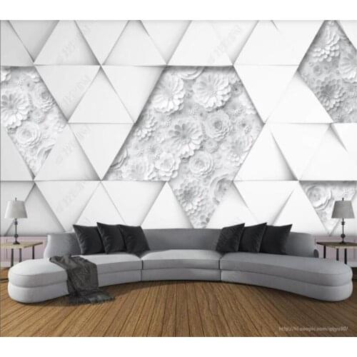 Papel de parede Three-dimensional triangle origami flower 3d wallpaper mural,iving room tv wall bedroom wall papers home decor