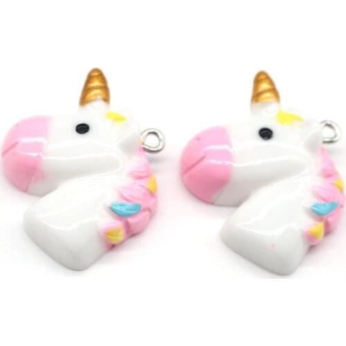 5pcs Cute White Unicorn Resin Charms For Earring Findings Diy Unicorn Eardrop Keychain Necklace Pendants Jewelry Make Accessory