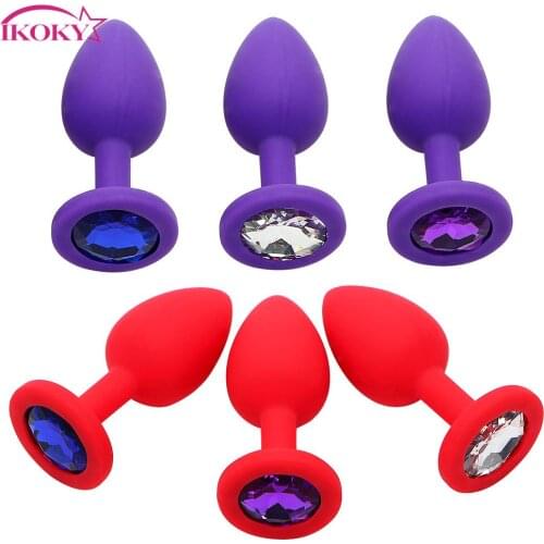 IKOKY Butt Plug for Beginner Sex Toys for Men Women Colorful Crystal Jewelry Erotic Toys Anal Plug Prostate Massager Silicone