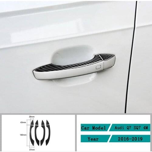 Carbon Fiber Car Accessories Interior Door Handle Cover Modification Protective Cover Trim Stickers For Audi Q7 SQ7 4M 2016-2019