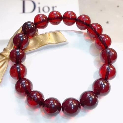 Genuine Natural Blood Red Amber Bracelet 10.2mm Women Party Gift Stretch Stretch Round Beads Bracelet Jewelry AAAAA