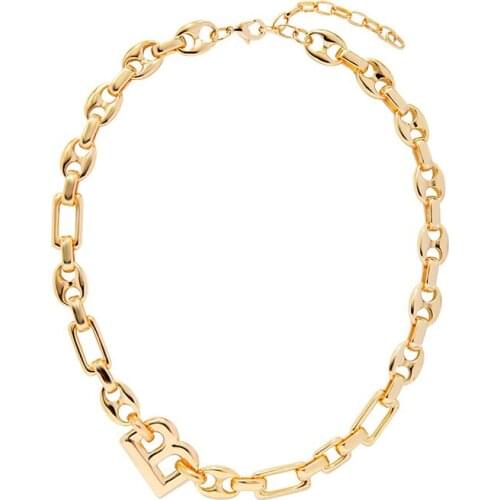 Letter B Pendant Necklaces Punk Splicing Special-shaped Link Chain Choker For Women New Boho Gold Color Alloy Fashion Jewelry