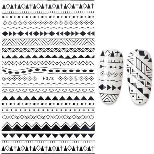Black White Nail Stickers Geometry Manicure Stripe Design Nail Art Decoration Stickers for Nails