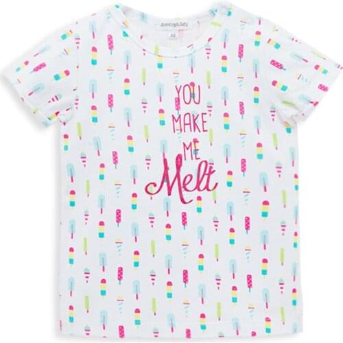 Kavkas 2020 Kids T-shirt Short Sleeve Summer Cotton White Letter Printed Tee Children Girls Top