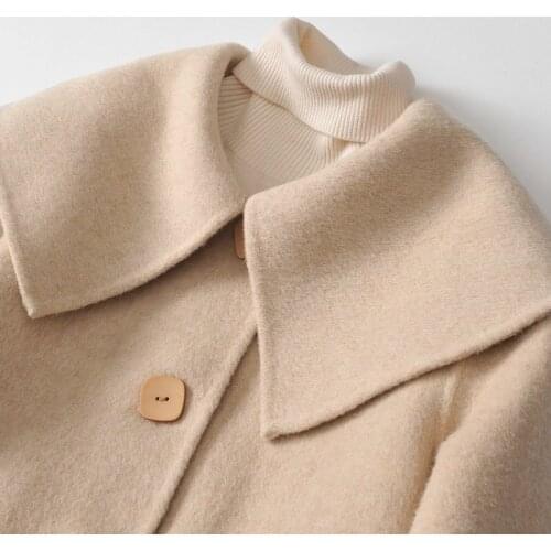 Double-sided 100% Wool Female Jacket Spring Autumn Long Coat Korean Fashion Vintage Elegant Ladies Coats 2020 1688 KJ4066