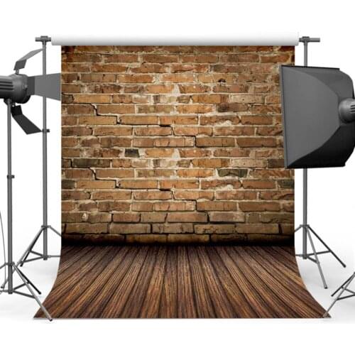 MOCSICKABroken Brick Wall Photo Background for Photography Wood Floor Backdrop Booth Studio F-1598